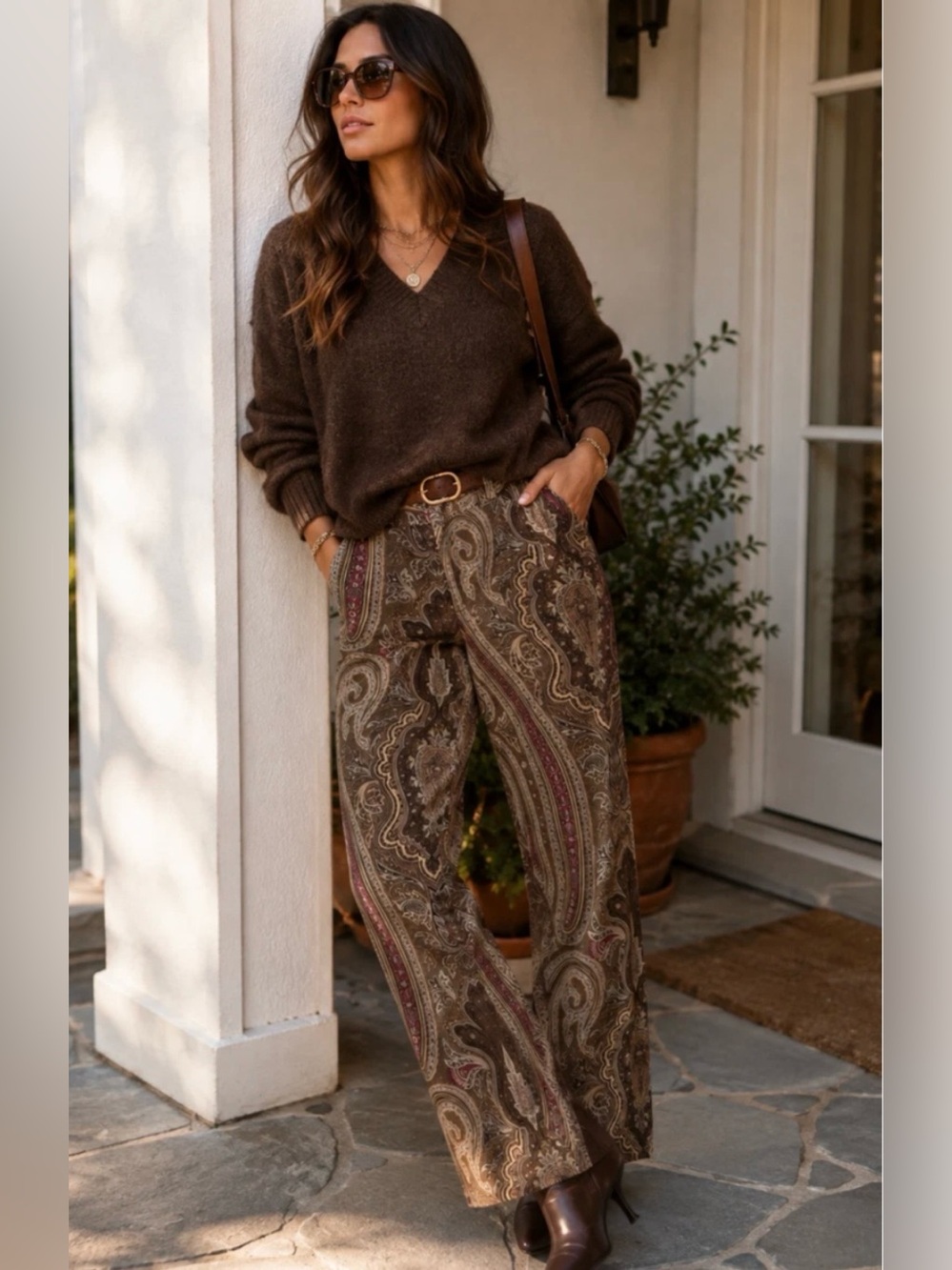 Ralph Lauren vintage Brown Paisley Wide-Leg Pants